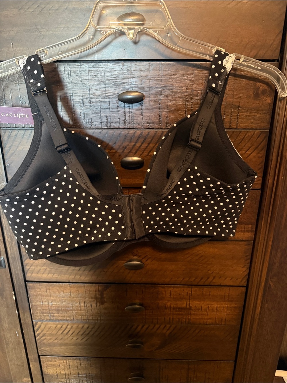 Cacique Black & White Polka Dot Lace Underwire Bra by Lane Bryant - Picture 3 of 3